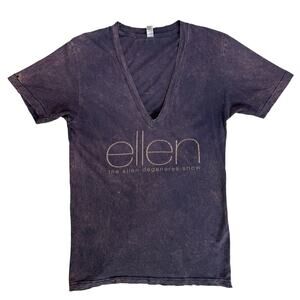Womens‎ Y2K Ellen Show Distressed T-shirt Small Burnout Brown V Neck Thrashed